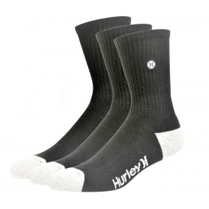 Calcetines Hurley Men's 3 Pack Crew (Size 9-11, 10-13) Black